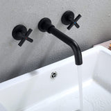 Wall Mount Bathroom Faucet Cross Handle 8 Inch Center Solid Brass Vessel Sink Basin Mixer