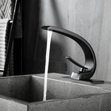 Modern Single Handle C-Shaped Curved Spout Bathroom Sink Faucet