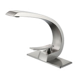 Modern Single Handle C-Shaped Curved Spout Bathroom Sink Faucet