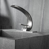 Modern Single Handle C-Shaped Curved Spout Bathroom Sink Faucet