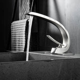 Modern Single Handle C-Shaped Curved Spout Bathroom Sink Faucet