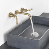 Wall Mount Bathroom Faucet 2 Handle Solid Brass Matte Black RB0735