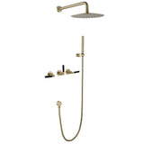 Solid Brass 3-Handle Shower System with Rainfall Showerhead & Handheld Sprayer