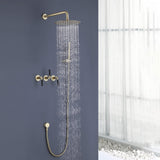 Solid Brass 3-Handle Shower System with Rainfall Showerhead & Handheld Sprayer