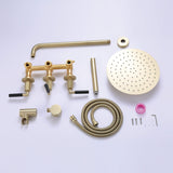 Solid Brass 3-Handle Shower System with Rainfall Showerhead & Handheld Sprayer