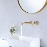 Solid Brass Single Lever Wall Mount Bathroom Sink Faucet 2 Holes Vanity Faucet