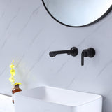 Solid Brass Single Lever Wall Mount Bathroom Sink Faucet 2 Holes Vanity Faucet