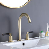 Bathroom Basin Faucet 3-Hole Widespread Lavatory Mixer Tap Brass