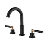 Widespread 3 Hole Bathroom Sink Faucet for Bath Vanity Rv Brass Material（Black with Gold）