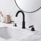 Widespread 3 Hole Bathroom Sink Faucet for Bath Vanity Rv Brass Material（Black with Gold）