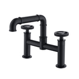 Centerset Bridge Bathroom Sink Faucet Brass Two Handle