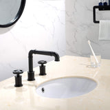 Widespread Bathroom Sink Faucet Retro Industrial Brass Dual Handle 3 Holes Lavatory Mixer Tap