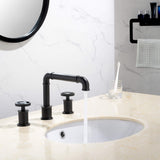 Widespread Bathroom Sink Faucet Retro Industrial Brass Dual Handle 3 Holes Lavatory Mixer Tap