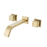 Wall Mount Brushed Gold Bathroom Sink Faucet with Rough-In Valve RB0996