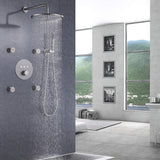 Wall Mount Thermostatic Shower Faucet Set with 12’’ Shower Head and 4 Body Spray Jets RB1114