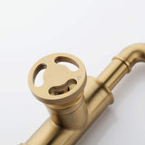 Industrial Pipe 1-Hole Bathroom Sink Faucet Single Handle Solid Brass Brushed Gold