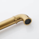 Industrial Pipe 1-Hole Bathroom Sink Faucet Single Handle Solid Brass Brushed Gold