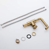 Industrial Pipe 1-Hole Bathroom Sink Faucet Single Handle Solid Brass Brushed Gold