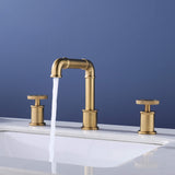 Widespread Bathroom Sink Faucet Retro Industrial Brass Dual Handle 3 Holes Lavatory Mixer Tap