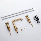 Widespread Bathroom Sink Faucet Retro Industrial Brass Dual Handle 3 Holes Lavatory Mixer Tap