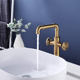 Bathroom Vessel Sink Faucet Steampunk Industrial Pipe Bathroom Basin Faucet Solid Brass