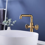 Bathroom Vessel Sink Faucet Steampunk Industrial Pipe Bathroom Basin Faucet Solid Brass