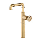 Single Handle Industrial Pipe Bathroom Vessel Sink Faucet Solid Brass Modern High Tall Faucet