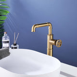 Single Handle Industrial Pipe Bathroom Vessel Sink Faucet Solid Brass Modern High Tall Faucet