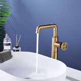 Single Handle Industrial Pipe Bathroom Vessel Sink Faucet Solid Brass Modern High Tall Faucet