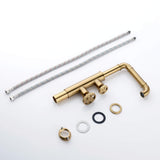 Industrial Double Handle Single Hole Bathroom Faucet Brushed Gold