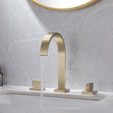 Basin Faucet Square Bathroom Sink Faucet Widespread 3 Hole Double Handle Faucet