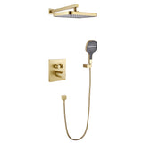 Wall Mount Thermostatic Rainfall Shower System with Handheld Shower Head and Rough-in Valve