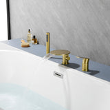 Single Handle Deck Mount Roman Tub Faucet with Hand Shower