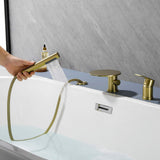 Single Handle Deck Mount Roman Tub Faucet with Hand Shower