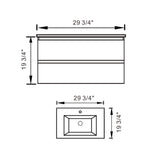 30" White Bathroom Vanity with Sink Wall Mount Floating Bathroom Vanity Cabinet with Two Big Drawers