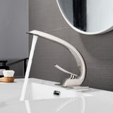 Modern Single Handle C-Shaped Curved Spout Bathroom Sink Faucet