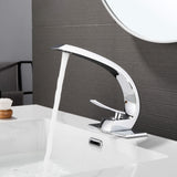 Modern Single Handle C-Shaped Curved Spout Bathroom Sink Faucet