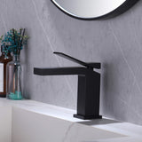 Single Hole Bathroom Sink Faucet Deck Mount Matte Black JK0017